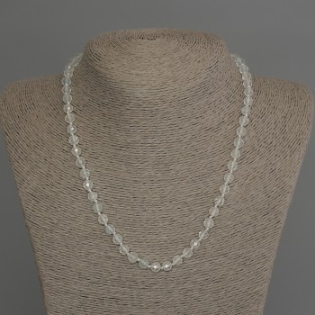 Necklace of Topaz and Mountain Crystal faceted bead, diameter 6mm±, length 45cm± with clasp
