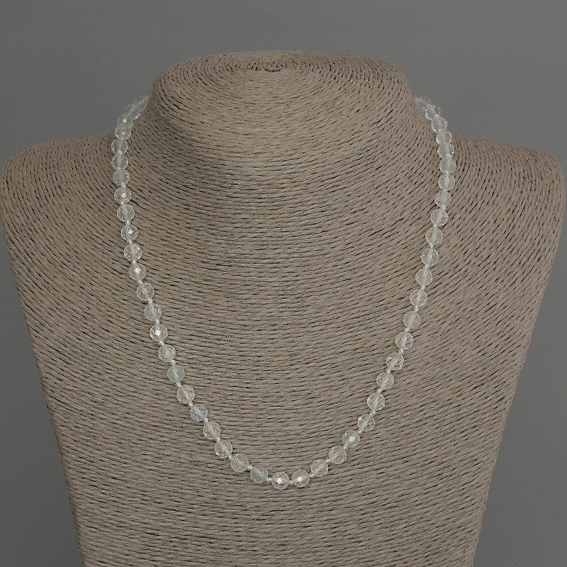 Necklace of Topaz and Mountain Crystal faceted bead, diameter 6mm±, length 45cm± with clasp