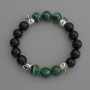 Bracelet Assorted Smooth Bead, 10mm± diameter with metal inlays, 18cm length stretch