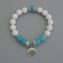 Bracelet Assorted Smooth Beads, 10mm± diameter with metal inlays, length 18cm stretch