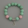 Bracelet Jadeite smooth beads, diameter 12mm± Pink quartz smooth beads 12mm± with metal inserts, length 18cm± stretch