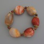 Sale! Carnelian Bracelet, faceted, 23x20mm+-, polished beads 6mm+-, length 18cm stretch