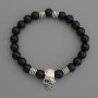 Agate Bracelet (rounded) ball, diameter 10mm± with metal accents, length 18cm stretch