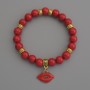 Bracelet Coral (each) smooth bead, diameter 8mm+- with metal inserts, length 18cm stretch