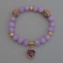 Lavender Amethyst Bracelet with Smooth 8mm Beads, 8mm± Diameter, Cloisonné 10mm±, 5.5mm± Pendant, 18cm± Length, Stretch