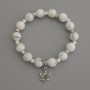 Howlite Bead Bracelet with Agate Beads, 10mm+- diameter, with metal inserts, length 18cm+- Stretch