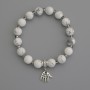 Howlite Bead Bracelet, 8mm± diameter + Czech Crystal Rondell 3.5×3mm±, length 18cm±, stretch