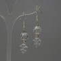 Earrings Mountain Crystal Faceted Stones, diameter 10x8mm+-clover 10mm+-, length 44mm+-
