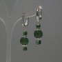 Green Chrysoprase Bead Earrings with Cat's Eye Cubed Accent, 10mm+- diameter, 4mm+- Cat's Eye Diamond-cut Cube, 40mm+- length
