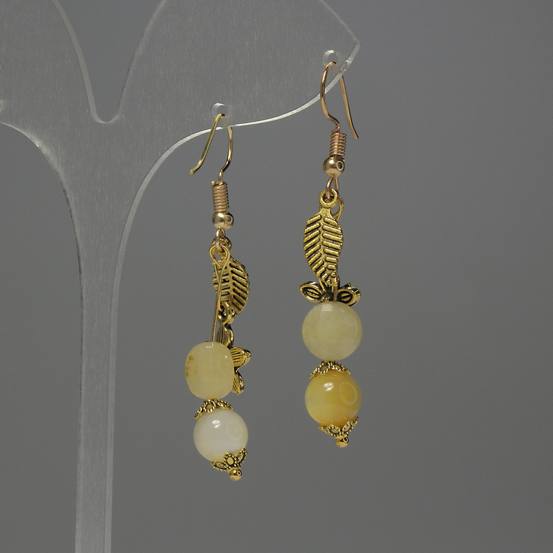 Earrings Citrine Faceted Coin 8mm Diameter + Pearl Bead 8mm+- Length 50mm+-