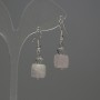 Earrings Rose Quartz Rectangle 10x10mm+- Czech Crystal Faceted Rondelle 6x5mm+-, length 33mm+-