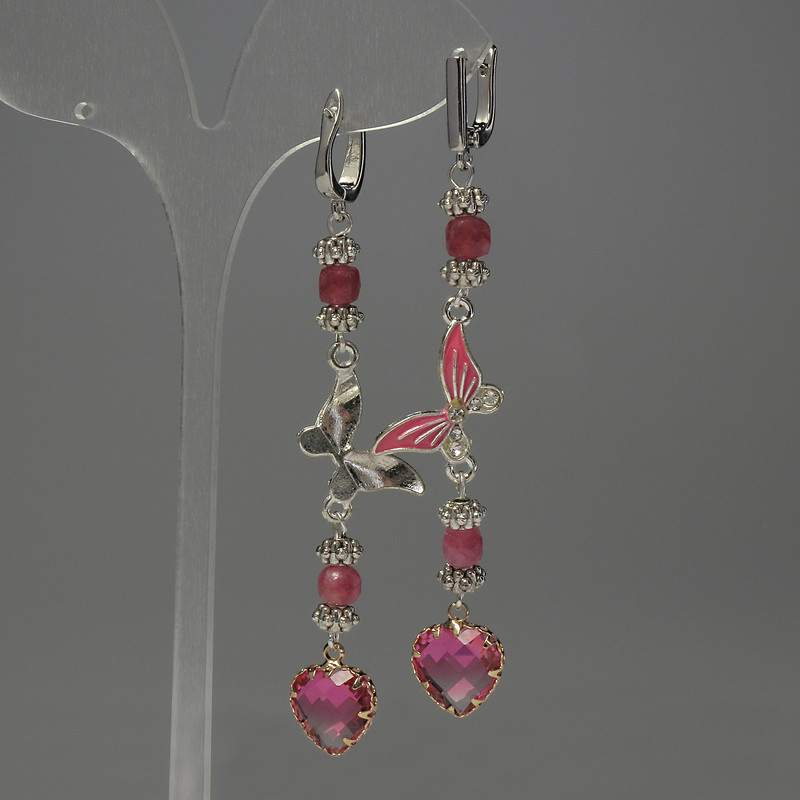 Turmaline Faceted Cube Earrings, 5mm± cube diameter, crystal in setting 12mm±, length 85mm±