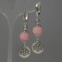 Earrings Rose Quartz Bead 12mm+ with metal inserts, length 60mm+