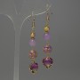 Earrings 'Lavender Amethyst' Bead, diameter 8mm±, Cloisonné 10mm±, crystal in setting 12mm±, length 65mm±