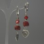 Coral Earrings with Metal Inlays, 57mm Length+