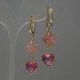 Earrings Chalcedony Clover, 13mm± diameter pink crystal set 13mm±, length 53mm±