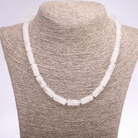 Necklace of Rock Crystal Cylinders, diameter 8x17mm, length 47cm