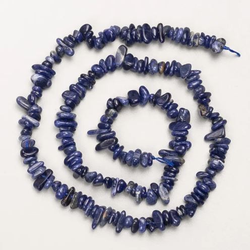 Lapis Lazuli Natural Stone Chip Beads on Thread, 6x2mm, length 38in ±