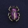 Brooch Beetle Scarab Purple Enamel Metallic Gold 24x33mm+