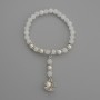 Bracelet White Quartz Smooth Sphere, diameter 6mm± with metal insets, length 18cm± stretch