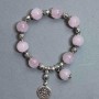 Bracelet Rose Quartz Bead, diameter 12mm± with metal inserts, length 18cm± stretch
