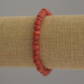 Bracelet Coral (single) Rondelle, diameter 6x4mm±, length 18cm stretch