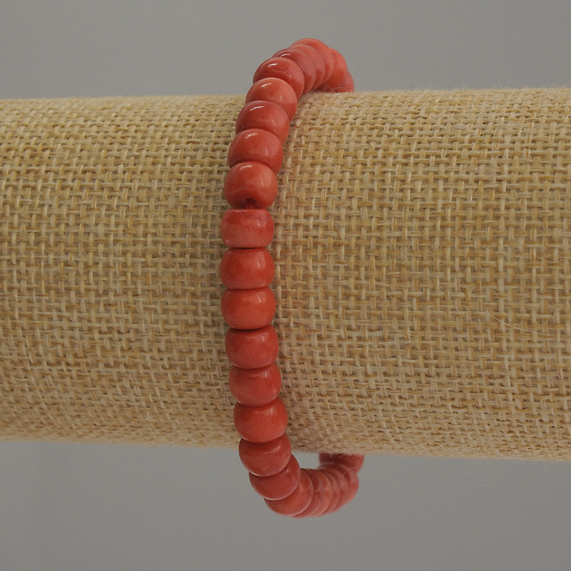 Bracelet Coral (single) Rondelle, 7x5mm, length 18cm Stretch