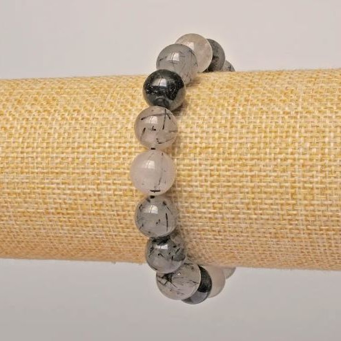 Rutilated Quartz Bracelet Hairy Quartz natural stone smooth bead, diameter 12mm + -, length 18cm + - (stretch)