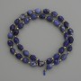 Sodalite Beads, Faceted Barrel Beads 8x6 mm, with 3 mm Seed Beads, 39 cm long