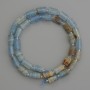 Blue Calcite Cylindrical Beads 10x6mm+- with 3mm+ Seed Beads on Thread, 40cm+ Length