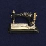 Brooch Sewing Machine Black Enamel Gold-Tone Metal 36x28mm