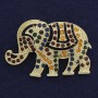 Brooch Pendant Elephant with Assorted Rhinestones and Goldtone Finish 60x40mm+