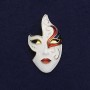 Brooch Mask white black red enamel gold-tone metal 40×23mm+- on magnet