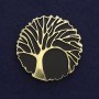 Brooch Tree dark matte black with golden metal, diameter 40mm± on magnet