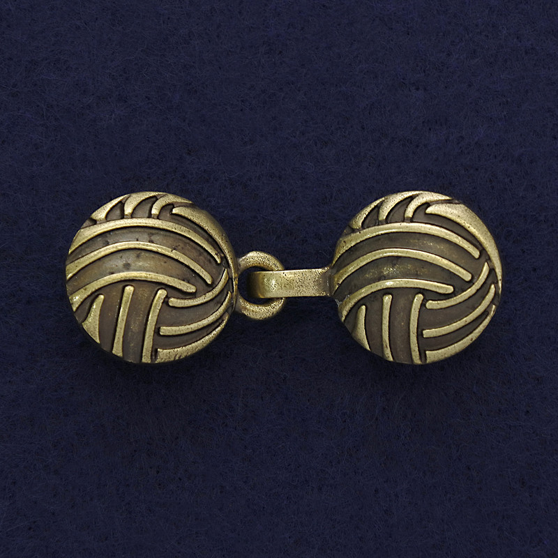 Brooch clip for cardigan bronze color, diameter 20mm +-, length 52mm+
