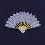 Brooch 'Fan' lavender enamel with golden metal 54x33mm