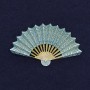Brooch 'Fan' with blue enamel, golden metal 54×33mm+