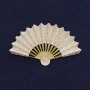 Brooch 'Fan' White Enamel with Gold-tone Metal 54×33mm+