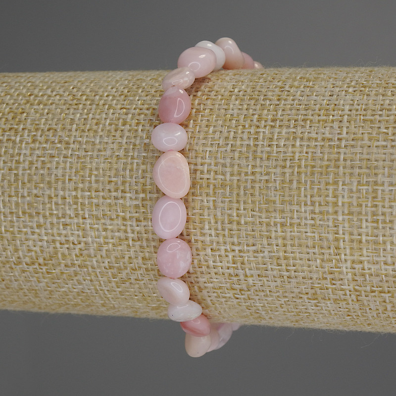 Pink Opal Faceted Bracelet, 8x6mm, Stretch, 18cm