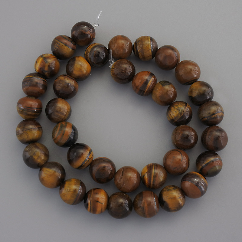 Tiger Eye Beads on Thread, 10mm± Natural Stone, 37cm± length