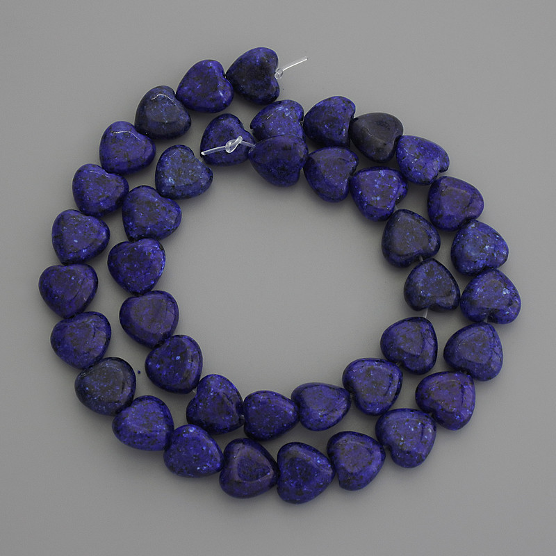 Lapis Lazuli Heart Beads 10x10mm+- on Thread, length 38cm+