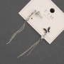 Xuping Earrings with Black Stones and White Crystals, 56mm+ length