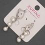 Xuping Rhodium Earrings with Pearl, 6 mm Diameter and White Crystals, 37 mm Length +