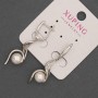 Xuping Rhodium Earrings with a Mallorca Pearl, 8 mm Diameter and White Crystals, 36 mm Length +