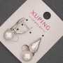 Xuping Rhodium Earrings with Pearl, 10mm Pearl Diameter and White Crystals, 25mm Length +