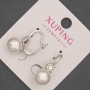 Xuping Rhodium Earrings with Pearl, 10mm diameter and white crystals, length 23mm +
