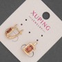 Xuping Earrings with White Crystals and Red Stones, 8.5 mm diameter, 15 mm length, 18K Gold Plating