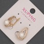 Earrings Xuping with white crystals and Mallorca bead, diameter 7mm±, length 18mm±, 18K gold plated