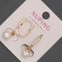 Xuping Earrings with White Crystals and Mallorca Pearl Bead, 8mm Ø ±, 30mm Length ±, 18K Gold Plating