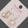 Xuping Earrings with Mallorca Pearls and Cubic Zirconia, diameter 8mm±, length 17mm±, 18K Gold Plating